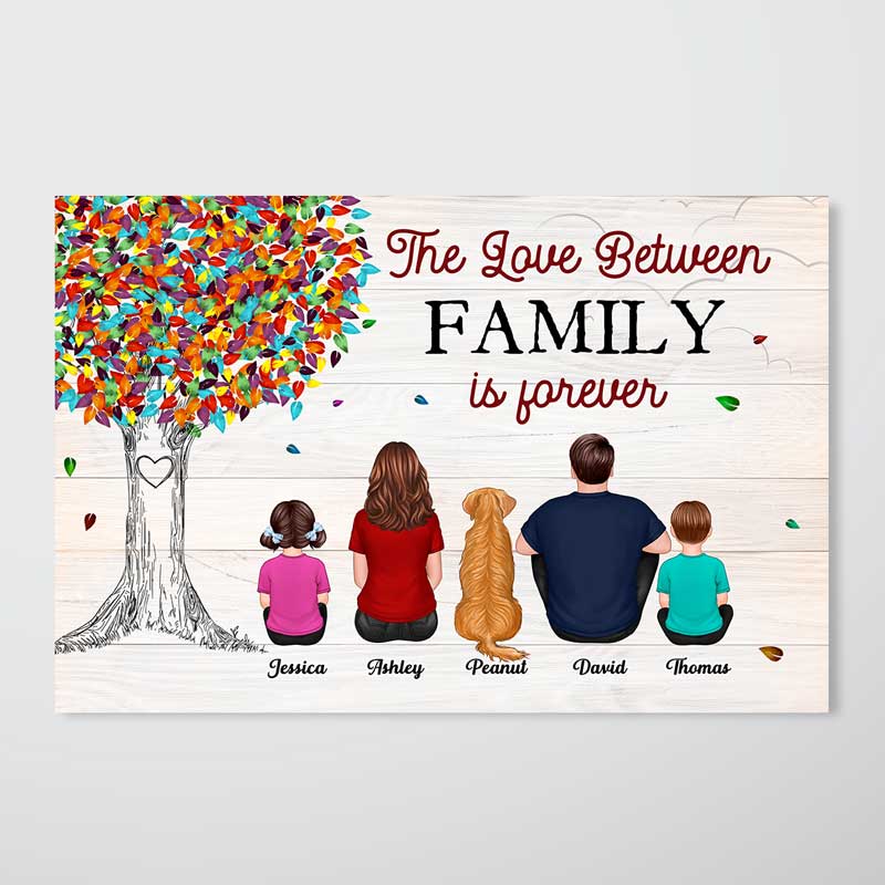 The Love Between Family Is Forever Colorful Tree Personalized Horizontal Poster