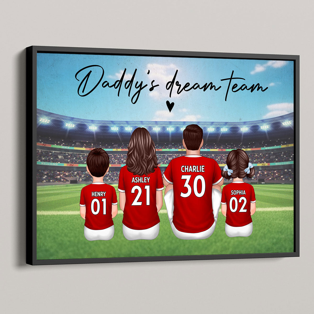 Mom's Team Soccer Football Family Sitting Personalized Poster – Special Gift for Mom, Grandma, Wife on Mother's Day